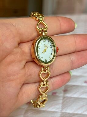 NWT Altar’d State Gold Tone Oval Watch Heart Link Bracelet Vintage Style